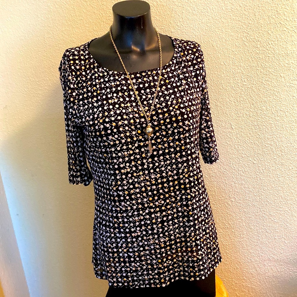 Cable & Gauge Semi Sheer, Dots, Short Sleeve Tee